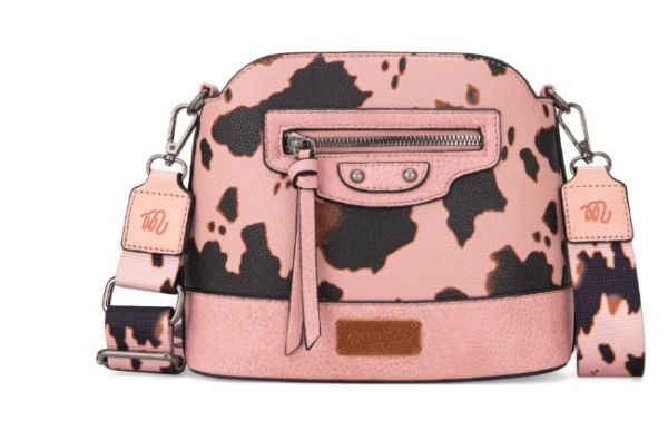 WG133-213 PK Wrangler Cow Print Crossbody Bag