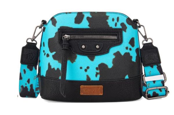 WG133-213 TQ Wrangler Cow Print Crossbody Bag