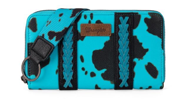 WG133-W006 BL  Wrangler Cow Print Wallet