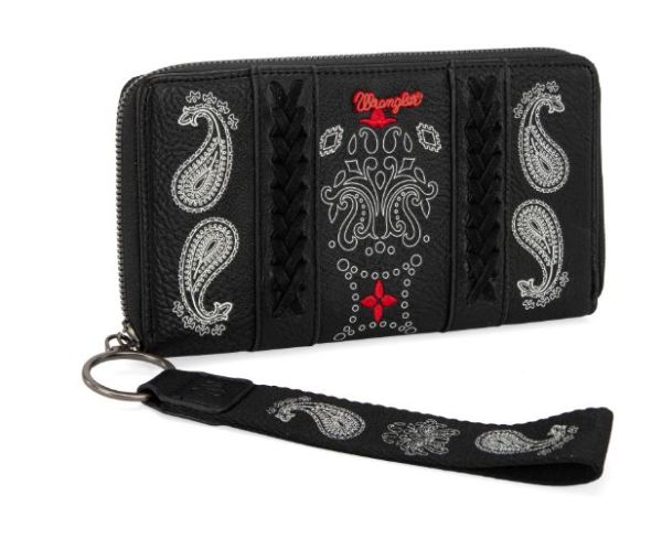 WG134-W006 BK Wrangler Bandana Paisley Print Wallet