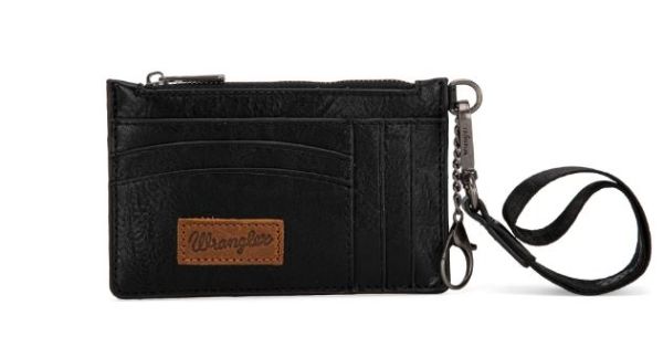 WG137-W009 BK Wrangler Solid Color Key Chain Wristlet Card Wallet