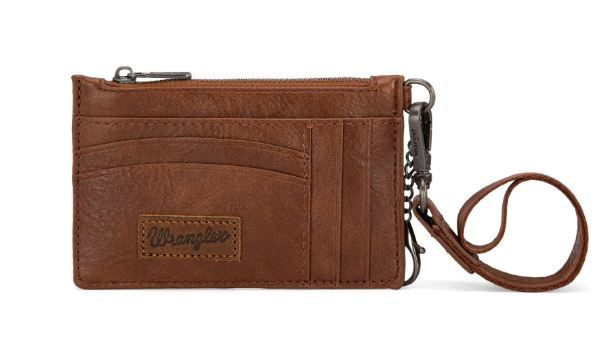 WG137-W009 BR Wrangler Solid Color Key Chain Wristlet Card Wallet