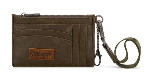 WG137-W009 GN Wrangler Solid Color Key Chain Wristlet Card Wallet