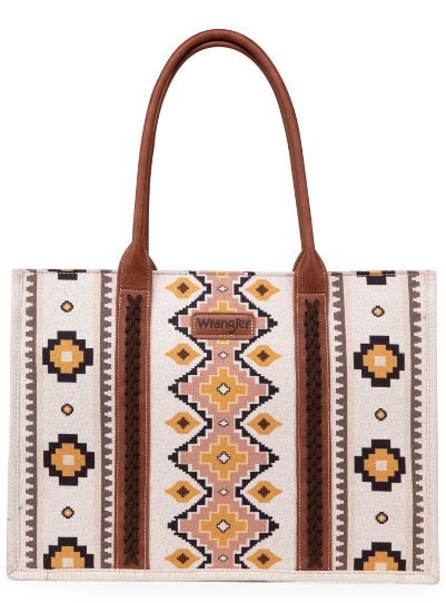 WG2202-8119 CF Wrangler Southwestern Pattern Dual Sided Print Canvas Wide Tote