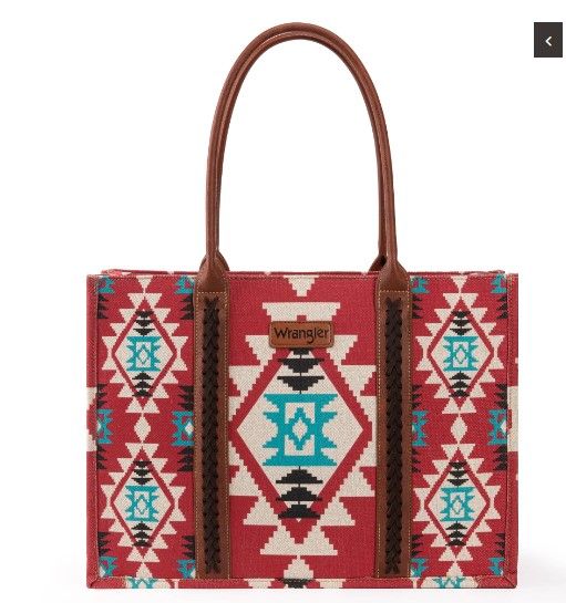 WG2203-8119 BDY Wrangler Southwestern Pattern Dual Sided Print Canvas Wide Tote 