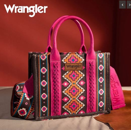 WG2203-8120S  FU Wrangler Southwestern Print Small Canvas Tote/Crossbody