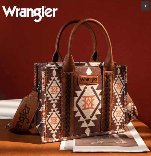 WG2203-8120S CF Wrangler Southwestern Print Small Canvas Tote/Crossbody