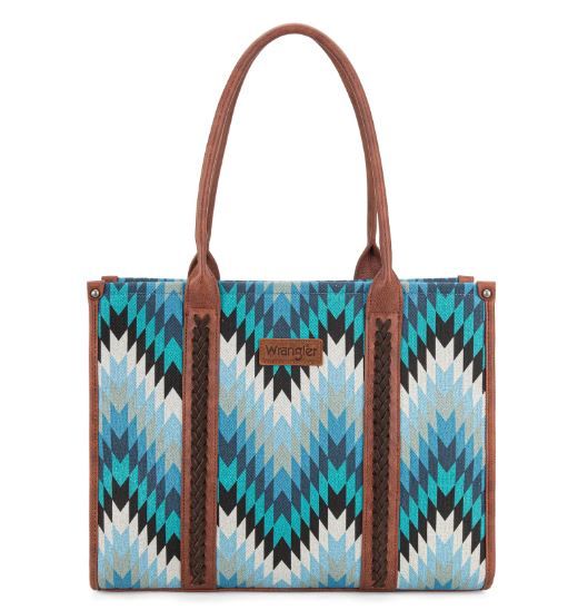 WG2211-8119 JN Wrangler Southwestern Pattern Dual Sided Print Concealed Carry Wide Tote 