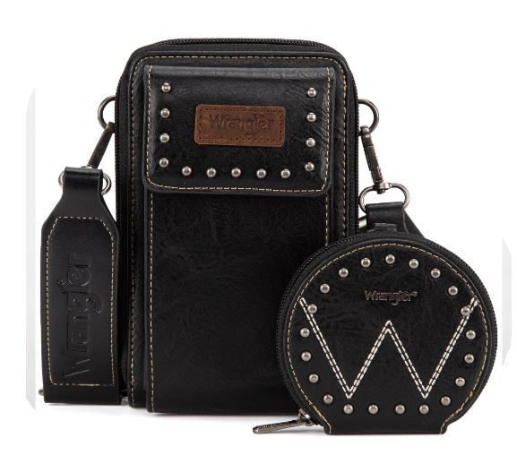 WG48S-270 BK Wrangler Crossbody Cell Phone Purse 2 with Coin Pouch 