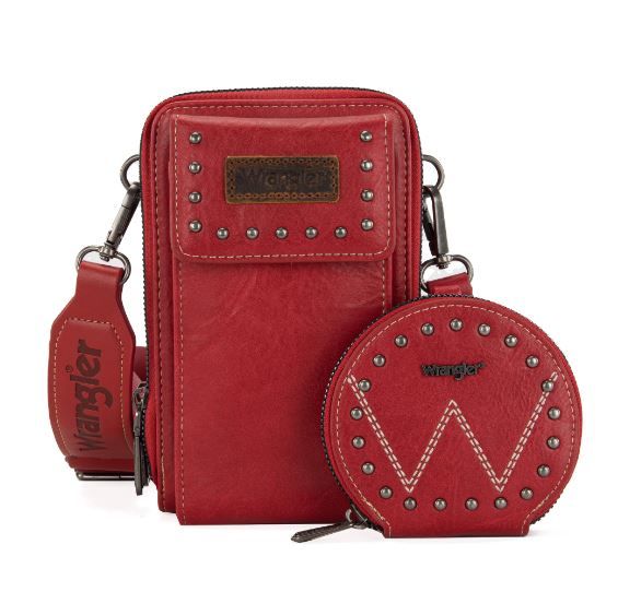 WG48S-270 RD Wrangler Crossbody Cell Phone Purse 2 with Coin Pouch 