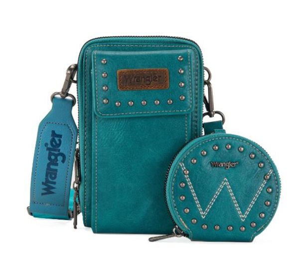 WG48S-270 TQ Wrangler Crossbody Cell Phone Purse 2 with Coin Pouch 