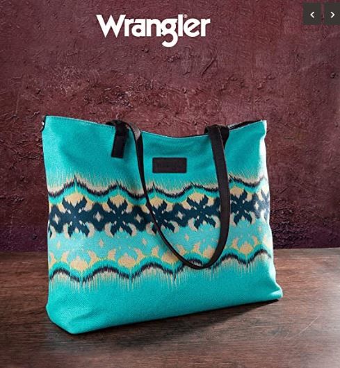 WG53-8112 GN Wrangler Aztec Pattern Dual Sided Print Canvas Tote Bag 