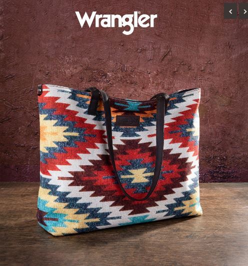 WG53-8112 MT Wrangler Aztec Pattern Dual Sided Print Canvas Tote Bag 