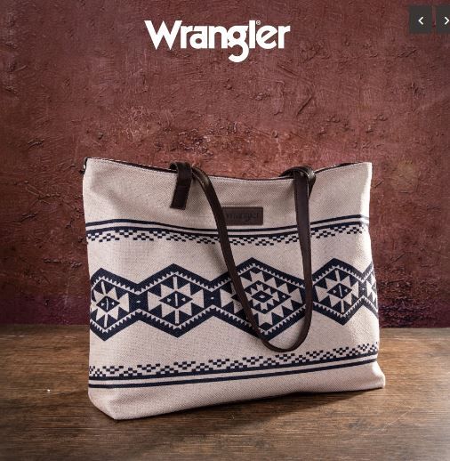 WG53-8112 TN Wrangler Aztec Pattern Dual Sided Print Canvas Tote Bag 