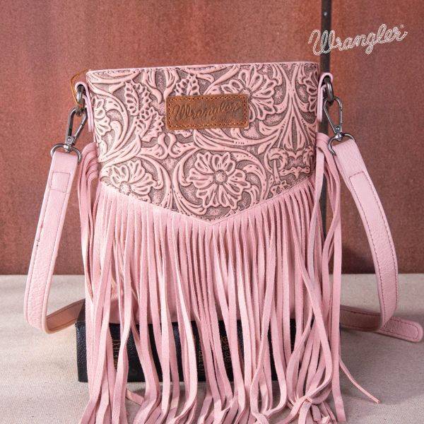 WG63-G8360A PEH Wrangler Vintage Floral Embossed Fringe Crossbody 