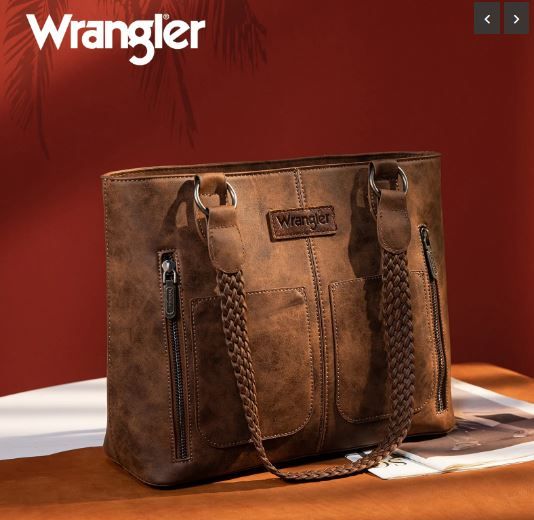 WG78-G8317 CF Wrangler Braided Detail Multi Pockets Concealed Carry Tote