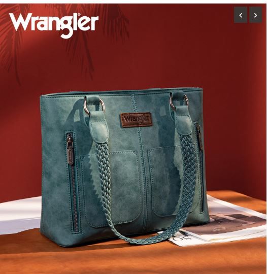 WG78-G8317 NY Wrangler Braided Detail Multi Pockets Concealed Carry Tote