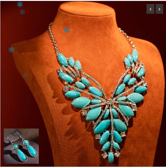 WJ-1003 TQ Rustic Courture Jewelry Sets Bohemian Pendant Necklace Earrings