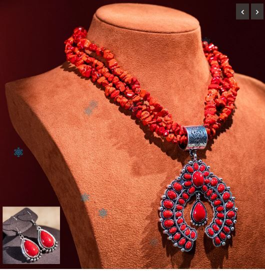 WJ-1005 WN Rustic Couture Jewelry Sets Bohemian Pendant Necklace Earrings