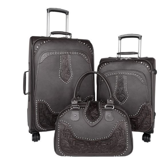 WRL-L1/2/3 CF 3PC Montana West Tooled Leather Collection 3 PC Luggage Set