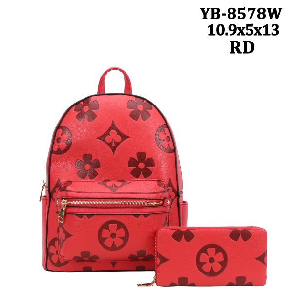 YB-8578W RD BACKPACK WITH WALLET